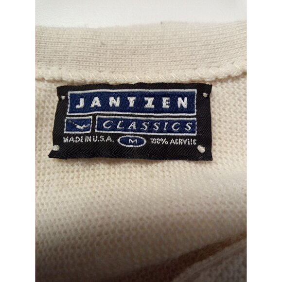 Jantzen Classics Men's White Button Up Cardigan Sweater Size Medium - Picture 3 of 4